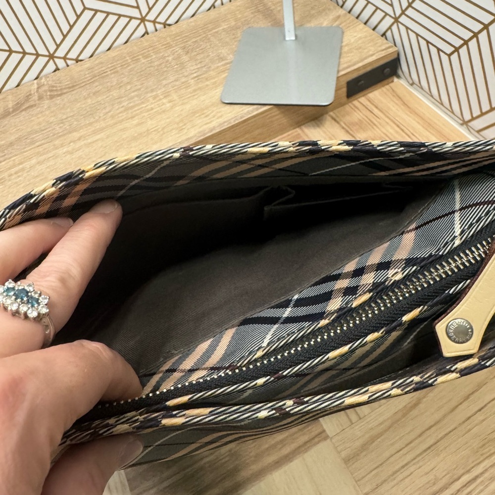 Burberry Blue Label Nova Check Nylon & Leather Shoulder Tote (Diagonal Plaid) - Picture 8 of 16